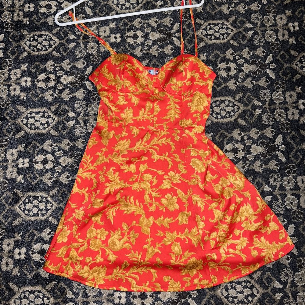 Urban Outfitters Red Floral Mini Dress SZ Small